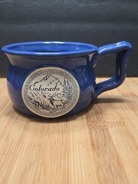 Studio Pottery Colorado Mug Large Pottery Soup Mug Jumbo Pottery Elk Coffee Mug
